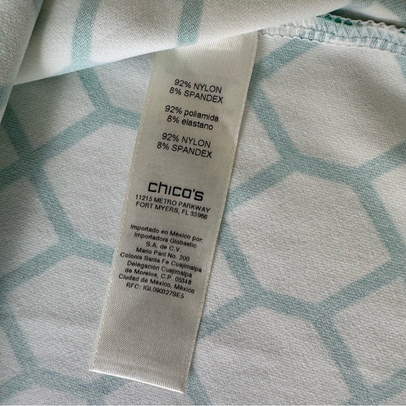 Chico’s Honeycomb white green top size 2 - Picture 8 of 8